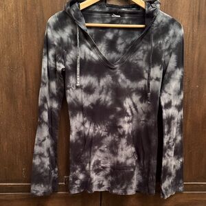 Yoga Brand grey black v-neck hoodie small